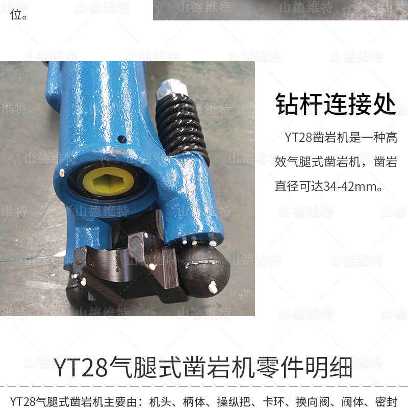 yt28鑿巖機氣腿連接部位圖片